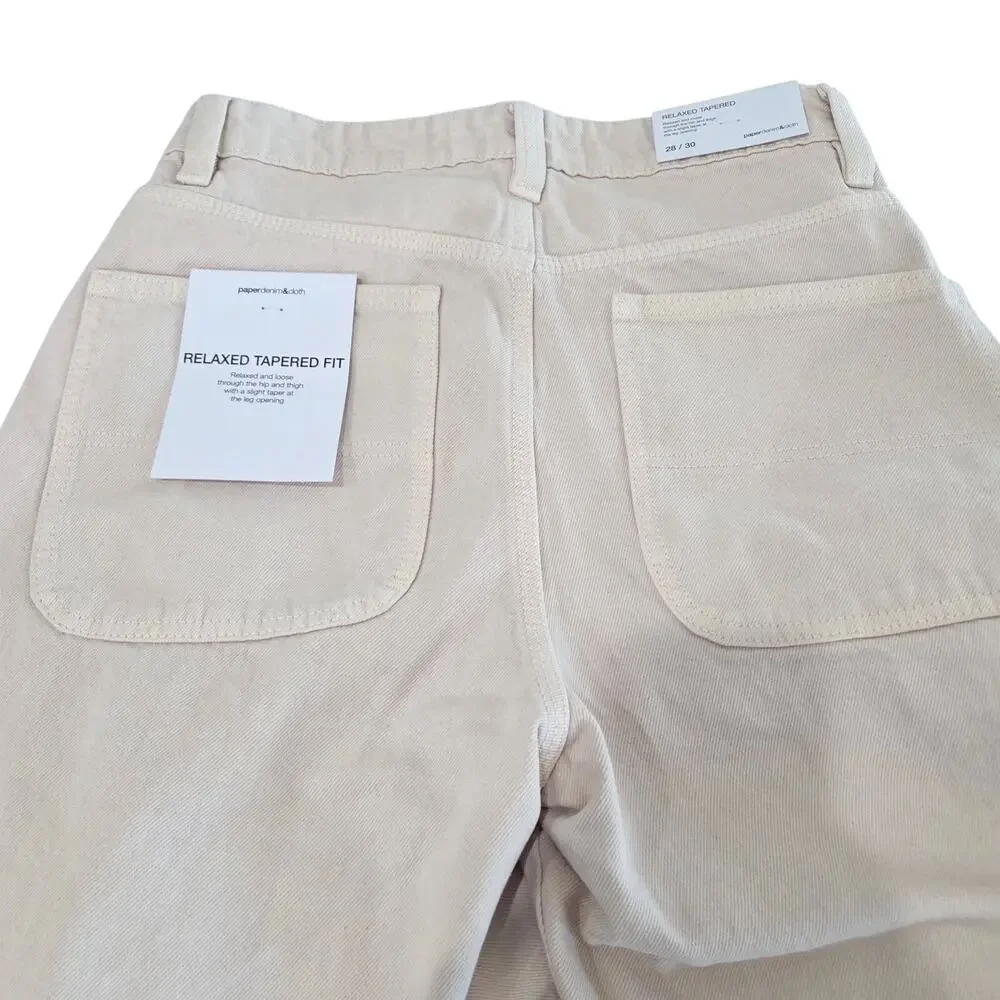 Men's NWT Paperdenim&Cloth Cream Relaxed Tapered Fit, 28/30